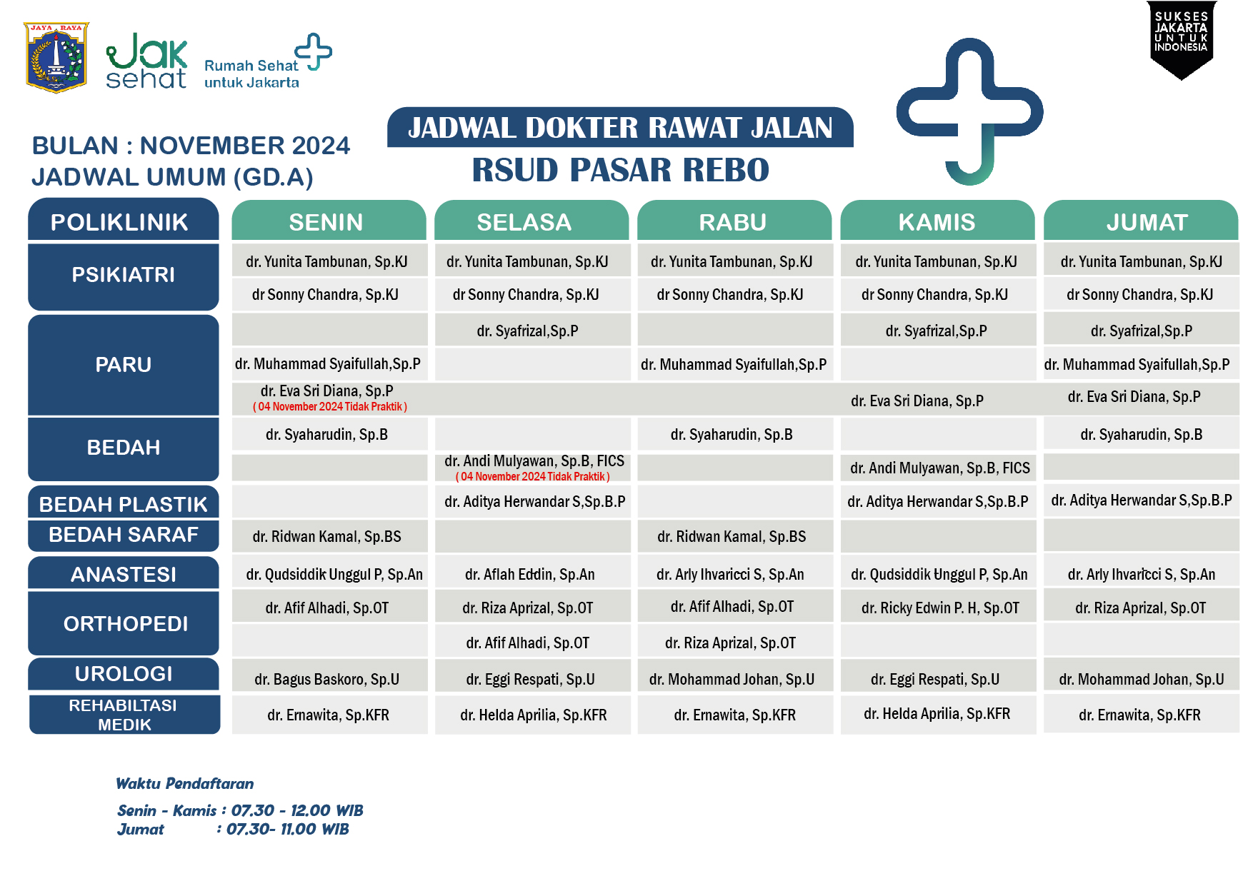 jadwal praktek Umum 1