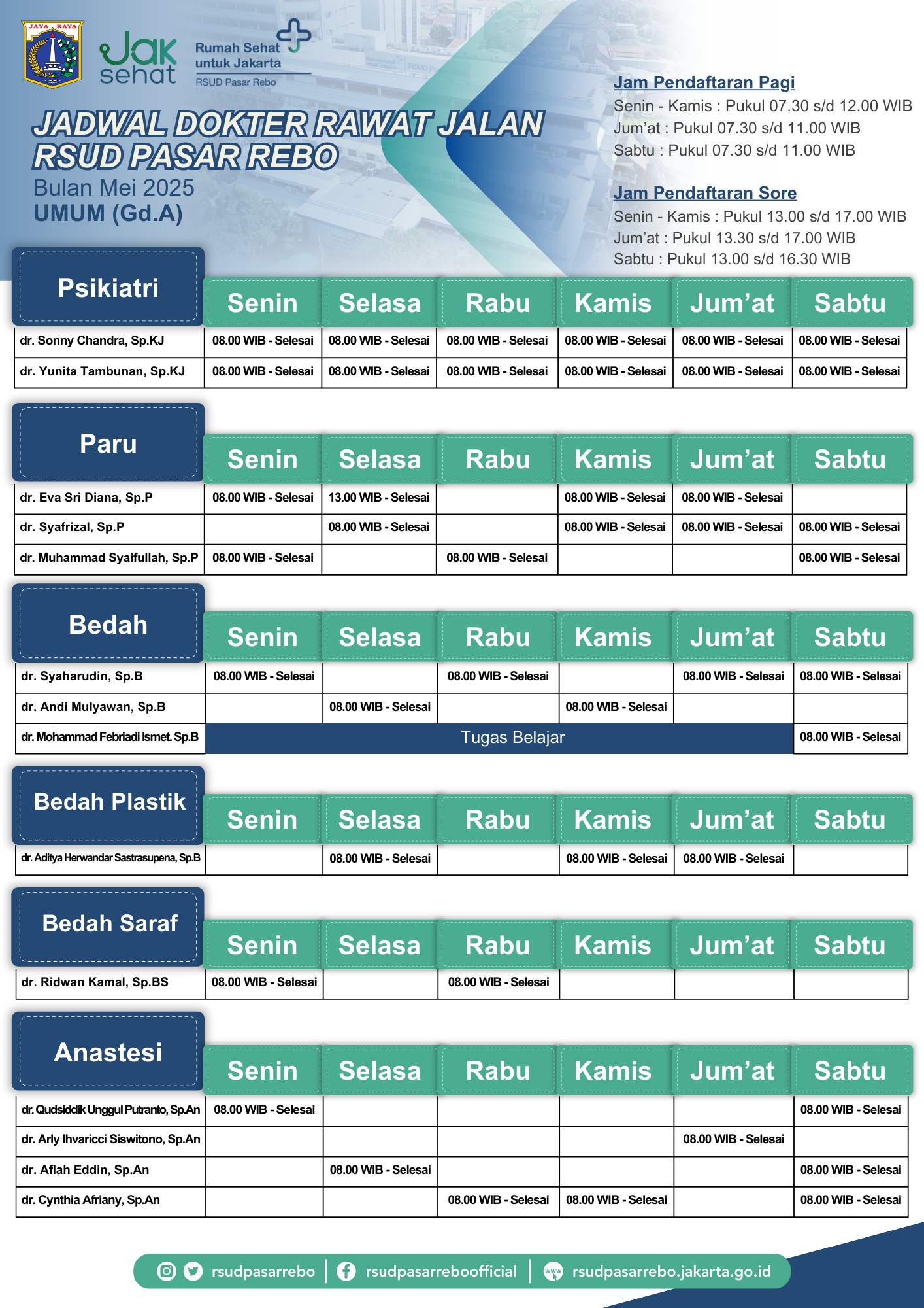 jadwal praktek Umum 1